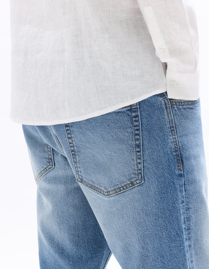 Celio* Cotton-Blend Regular Fit Blue Bermuda