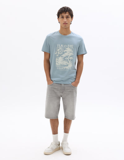 Celio* Cotton Grey Regular Fit Men Solid Bermuda