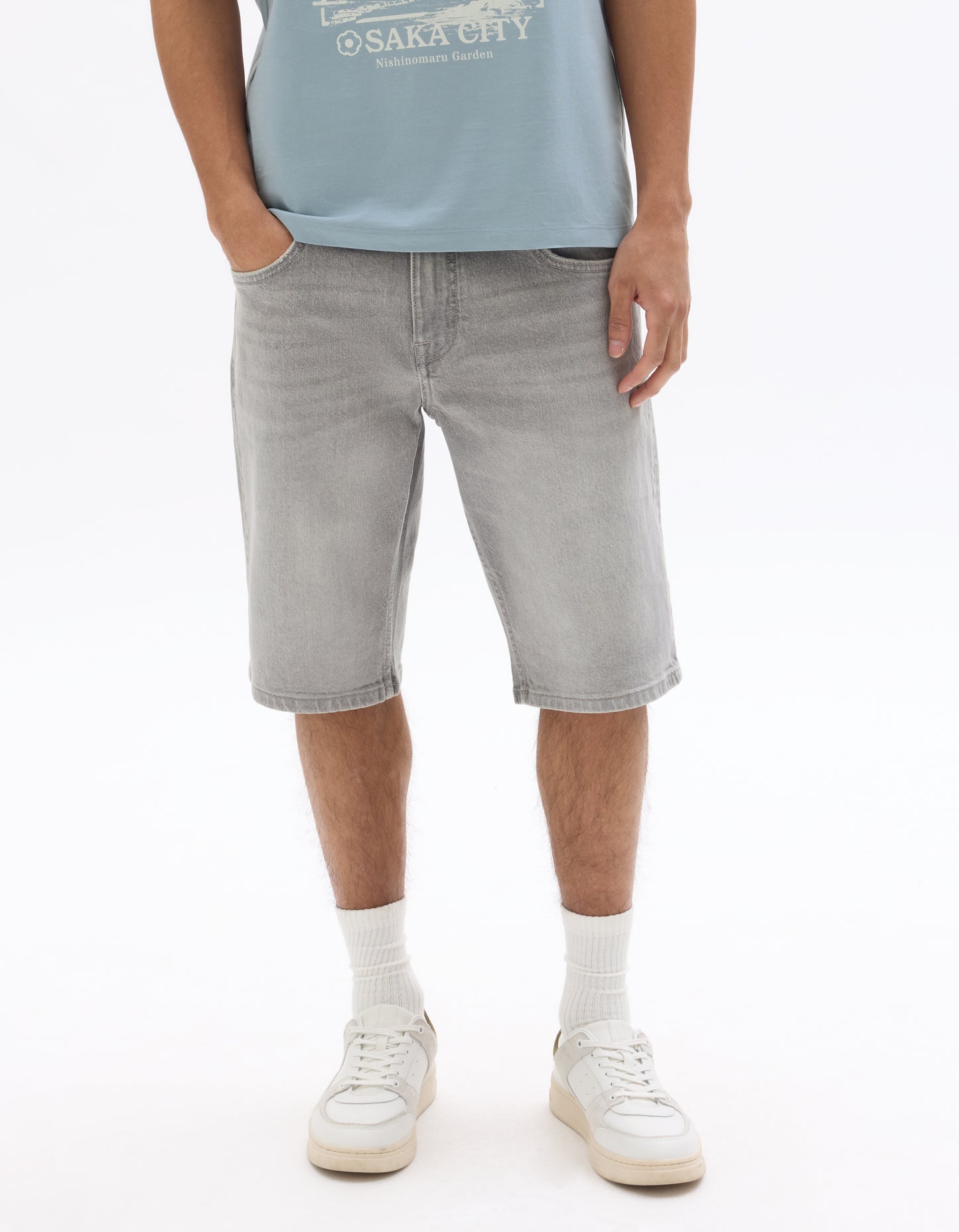 Celio* Cotton Grey Regular Fit Men Solid Bermuda