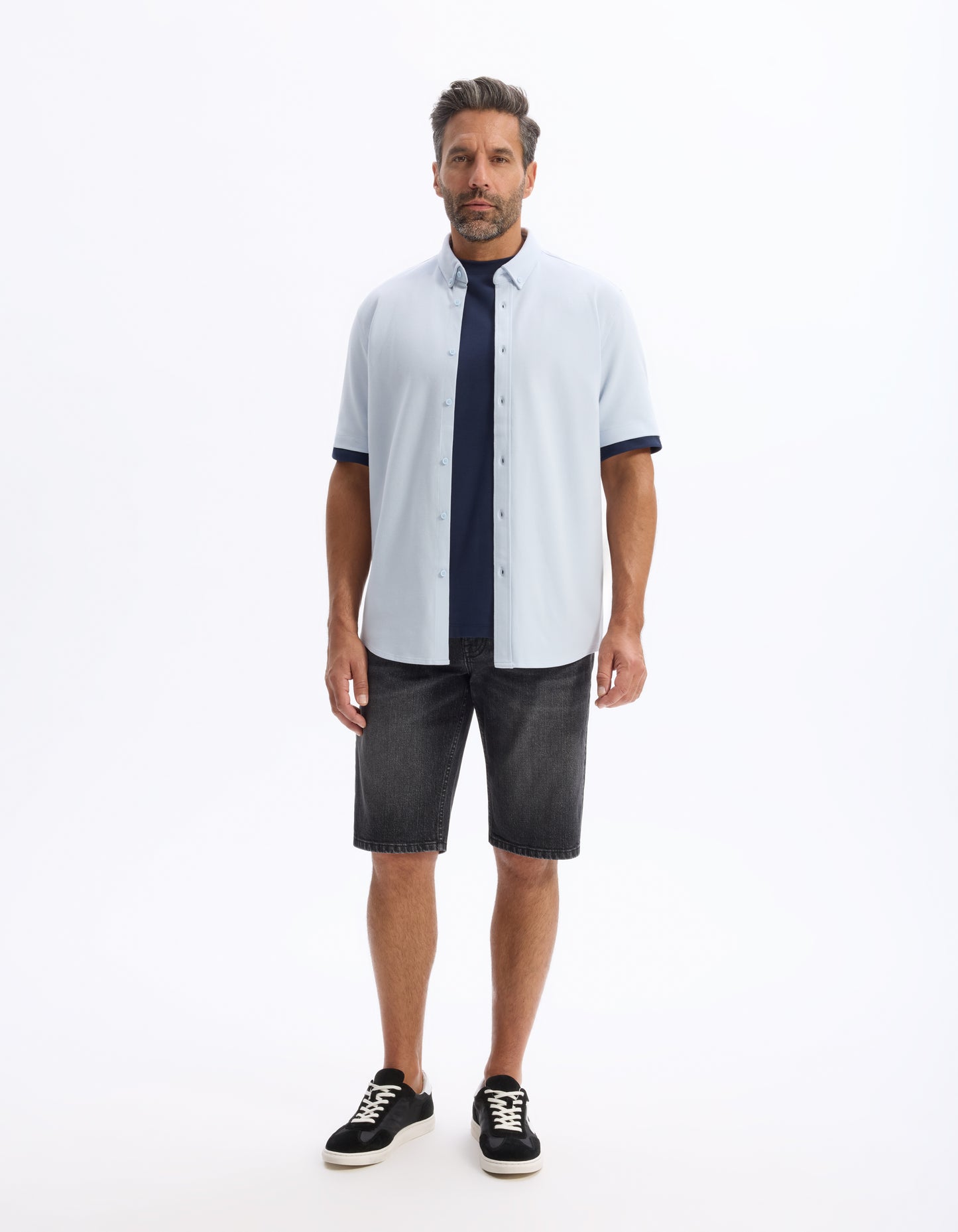 Celio* Men Regular Fit Cotton Bermuda Denim-Black