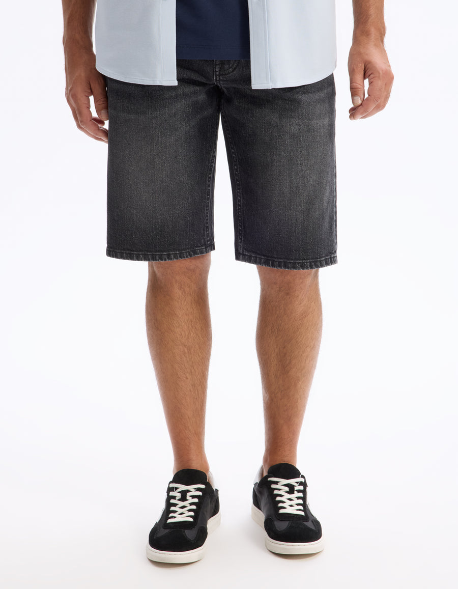Celio* Men Regular Fit Cotton Bermuda Denim-Black