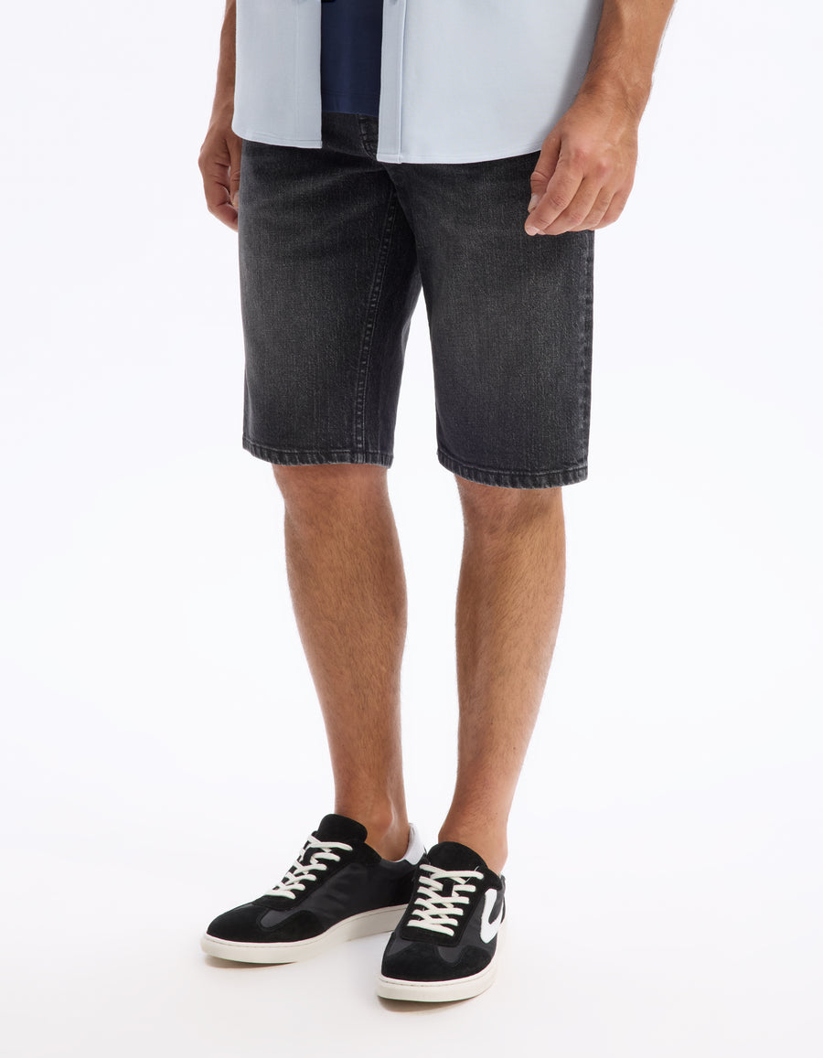 Celio* Men Regular Fit Cotton Bermuda Denim-Black