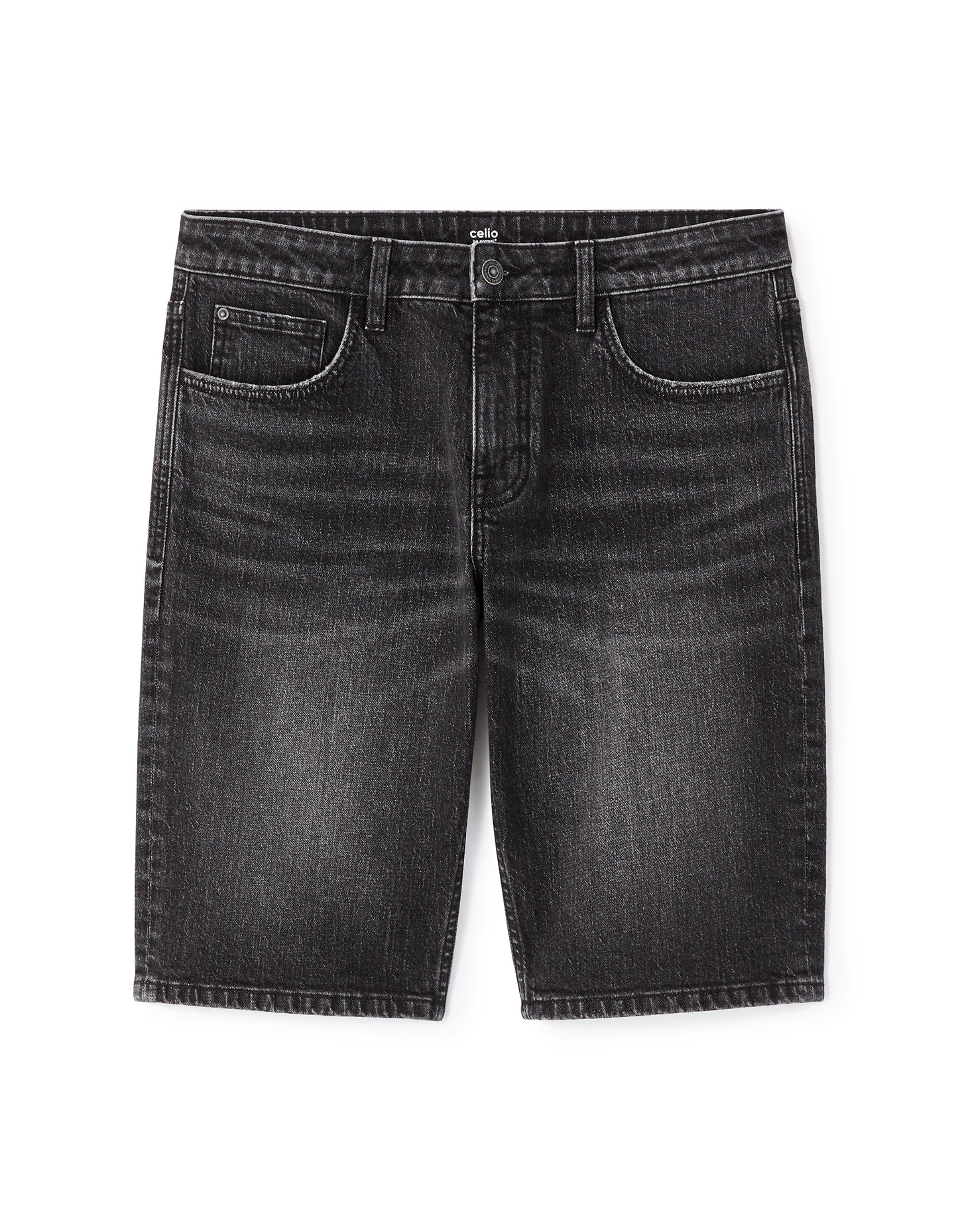 Celio* Men Regular Fit Cotton Bermuda Denim-Black