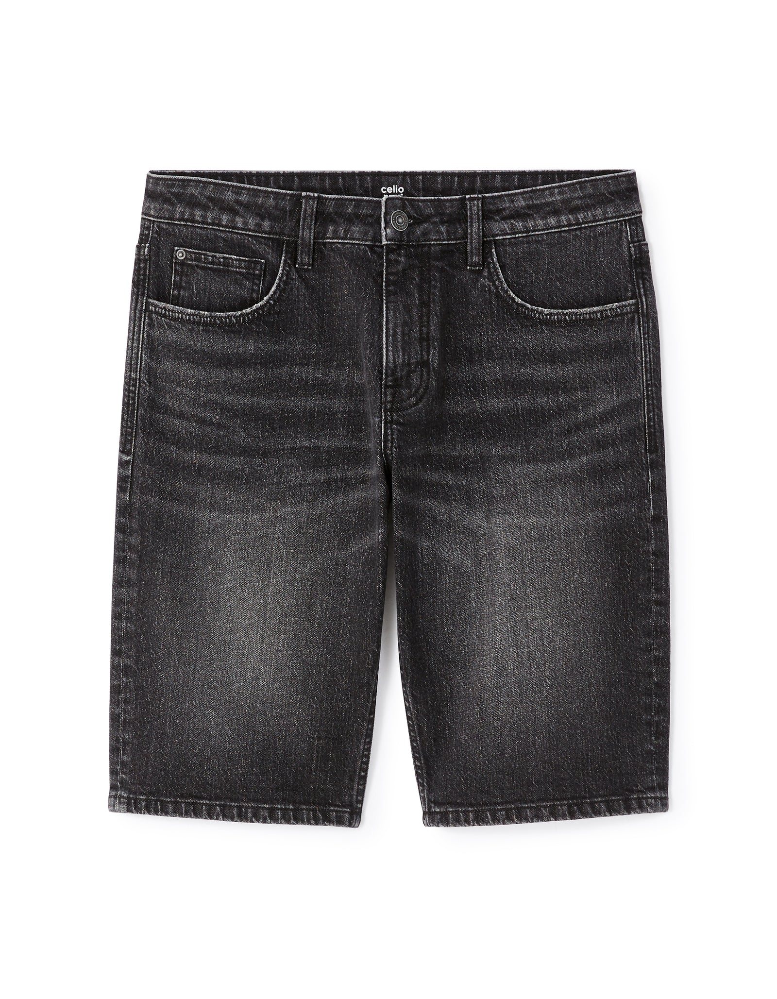 Celio* Men Regular Fit Cotton Bermuda Denim-Black