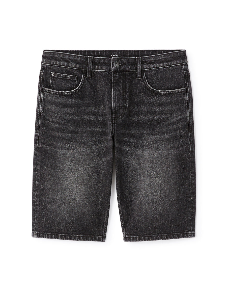Celio* Men Regular Fit Cotton Bermuda Denim-Black