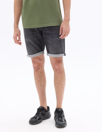 Celio Solid Regular Fit Cotton-Poly-Blend Black Shorts
