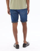 Celio Solid Regular Fit Cotton-Poly-Blend Blue Shorts