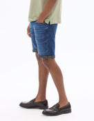 Celio Solid Regular Fit Cotton-Poly-Blend Blue Shorts