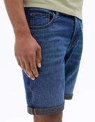 Celio Solid Regular Fit Cotton-Poly-Blend Blue Shorts