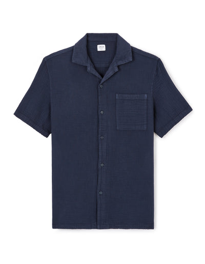 Celio* Men Regular Fit Navy Blue Cotton Solid Shirt