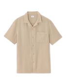 Regular Fit 100% Cotton Cuban Collar Shirt - Brown
