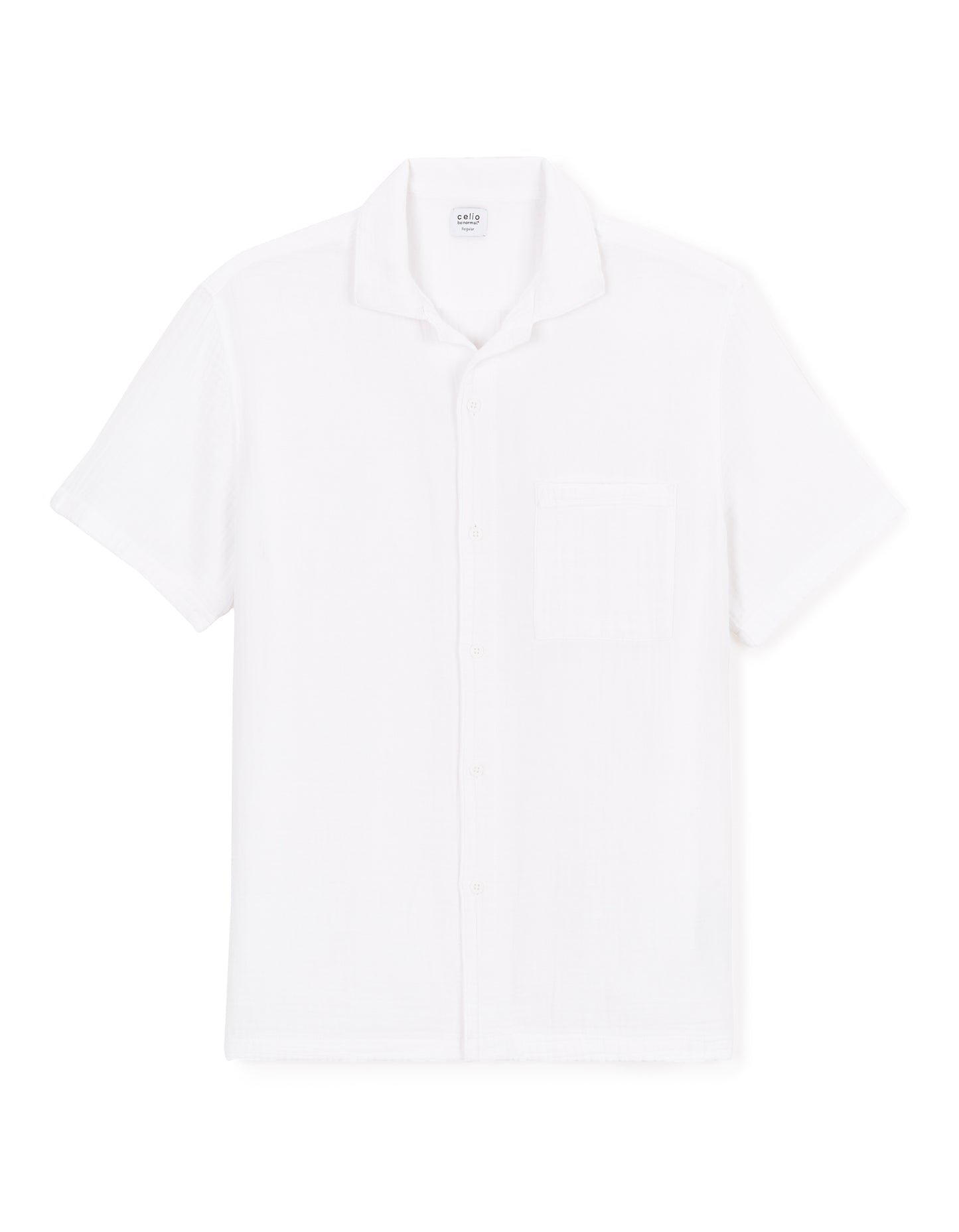 Celio* Solid Regular Fit Cotton White Shirt