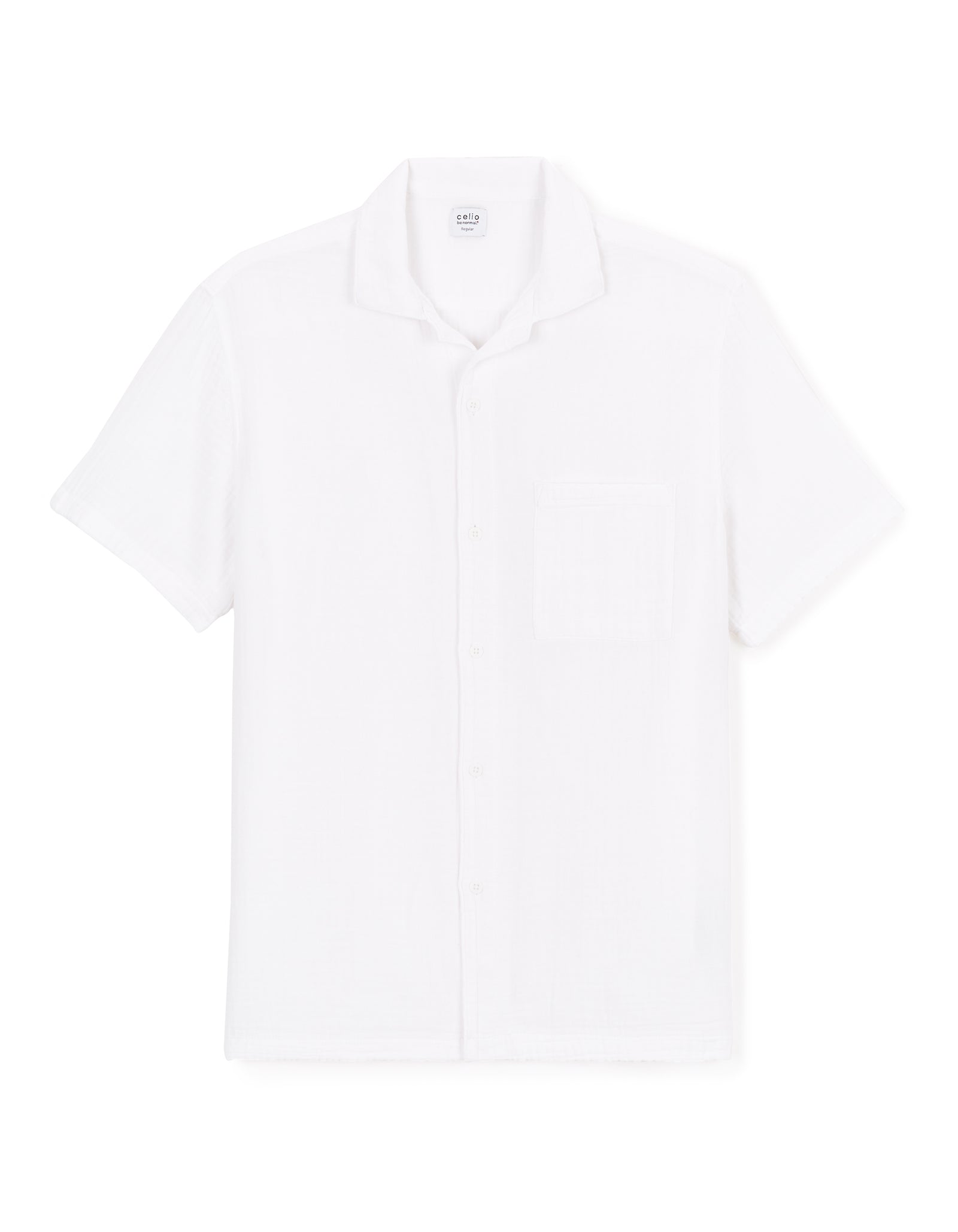 Celio* Solid Regular Fit Cotton White Shirt