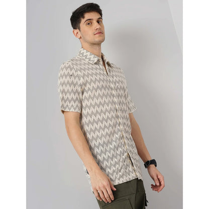 Beige Printed Cotton Shirt