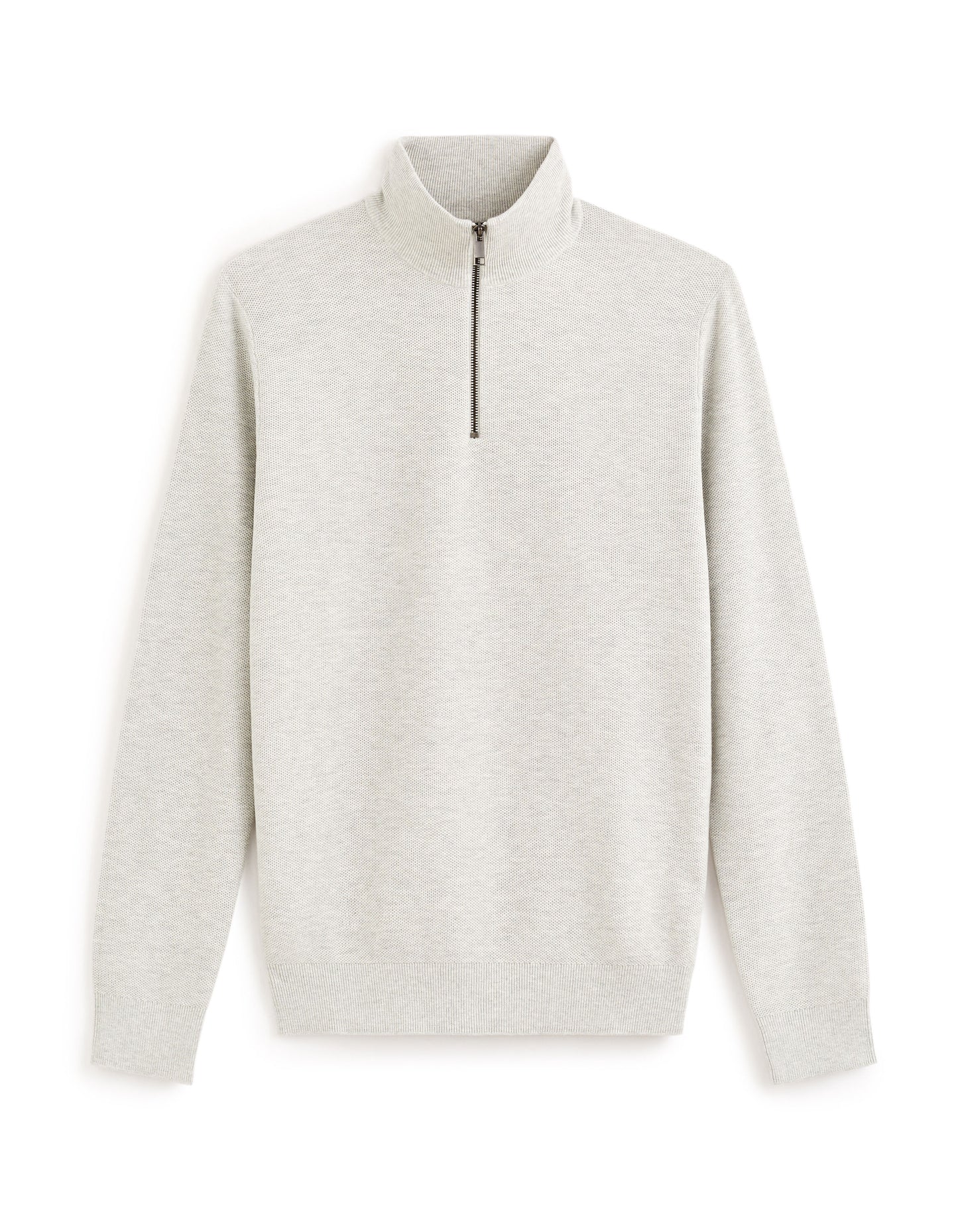 Regular Fit 100% Cotton High Neck Sweater - Grey