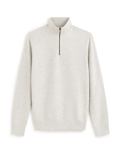 Regular Fit 100% Cotton High Neck Sweater - Grey