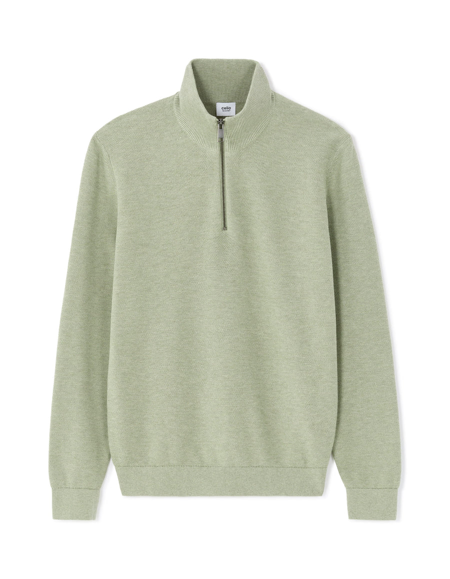 Regular Fit 100% Cotton High Neck Sweaters - Green