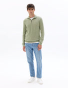 Regular Fit 100% Cotton High Neck Sweaters - Green