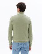 Regular Fit 100% Cotton High Neck Sweaters - Green
