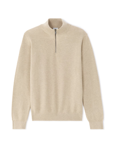 Regular Fit 100% Cotton High Neck Sweater - Beige