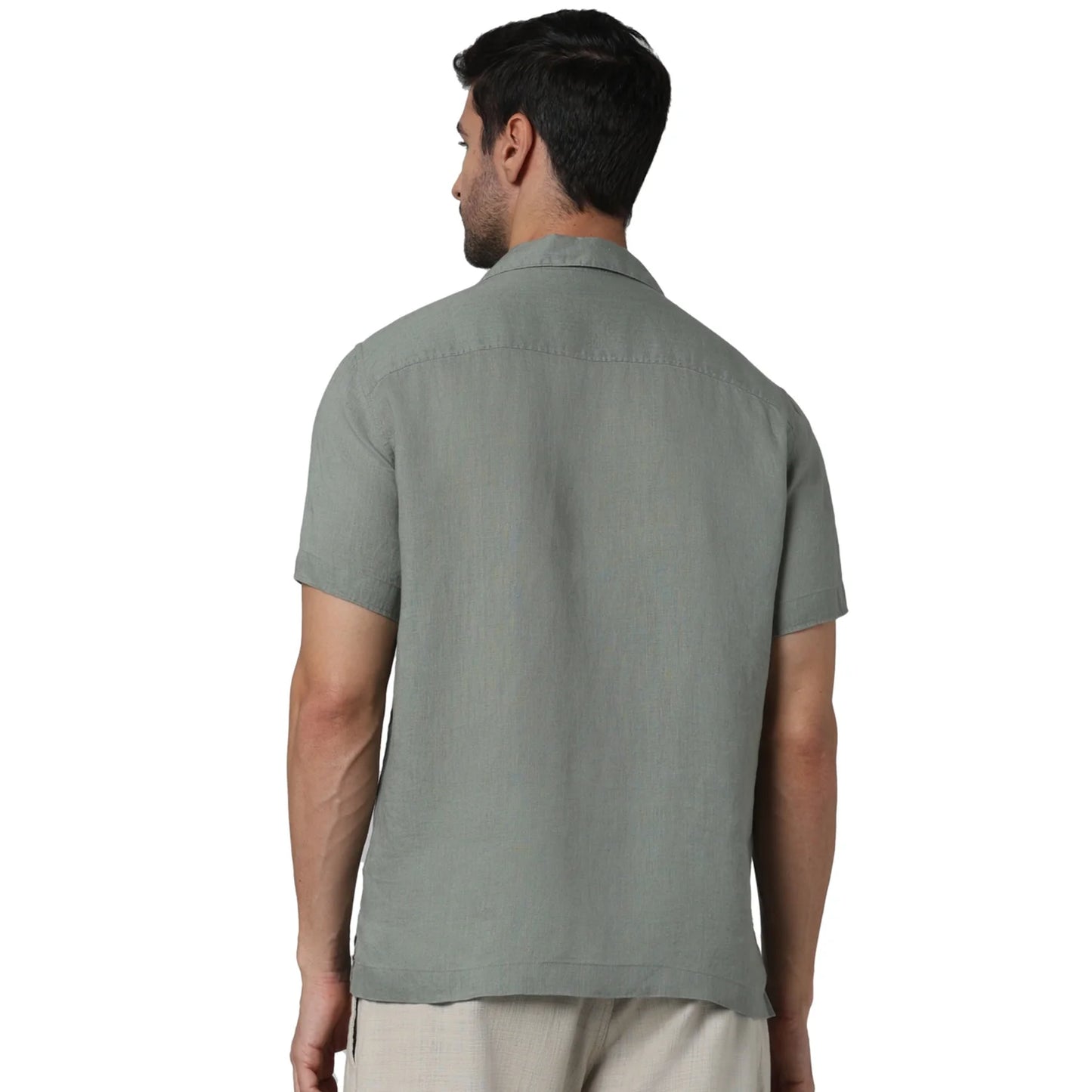 Olive Solid Linen Shirt