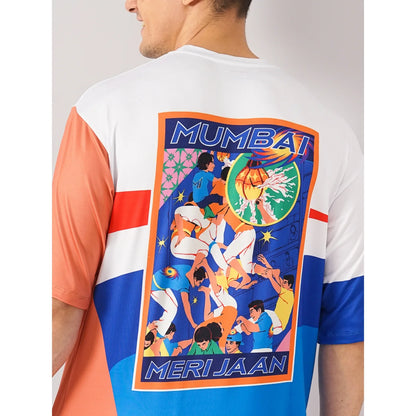 Mumbai Indians - Beige Printed Polyester T-shirt