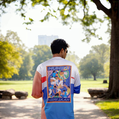 Celio* Mumbai Indians Oversized 100% Polyester Multi T-Shirt