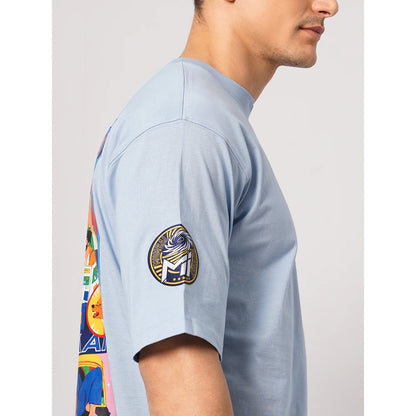 Mumbai Indians - Light Blue Printed Cotton T-shirt