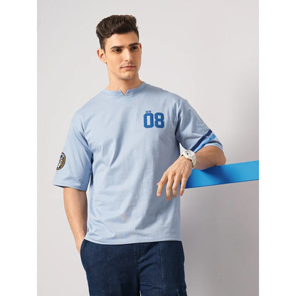 Mumbai Indians - Light Blue Printed Cotton T-shirt