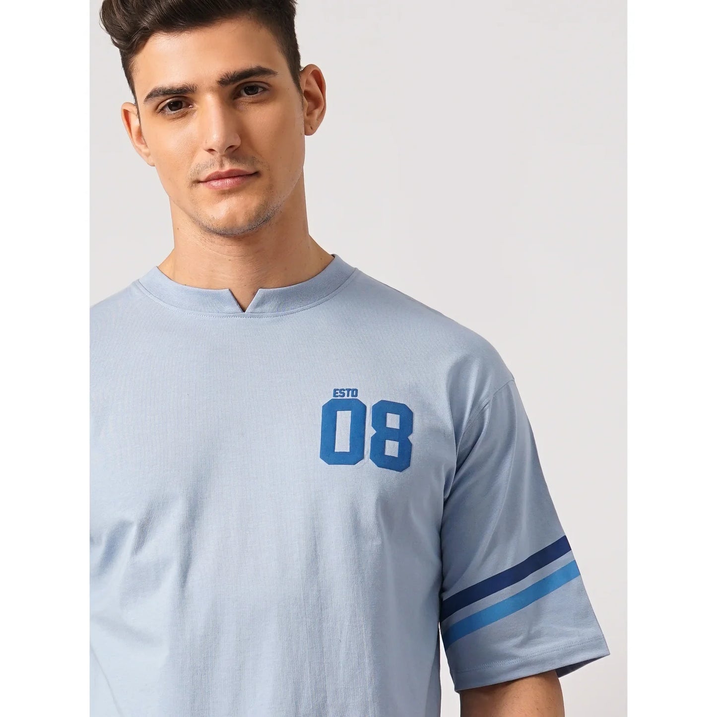 Mumbai Indians - Light Blue Printed Cotton T-shirt