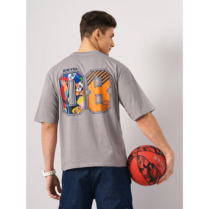 Mumbai Indians - Grey Printed Cotton T-shirt