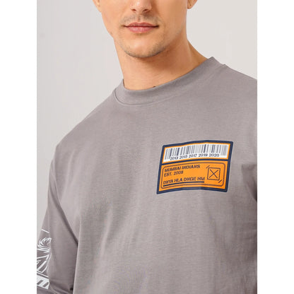 Mumbai Indians - Grey Printed Cotton T-shirt