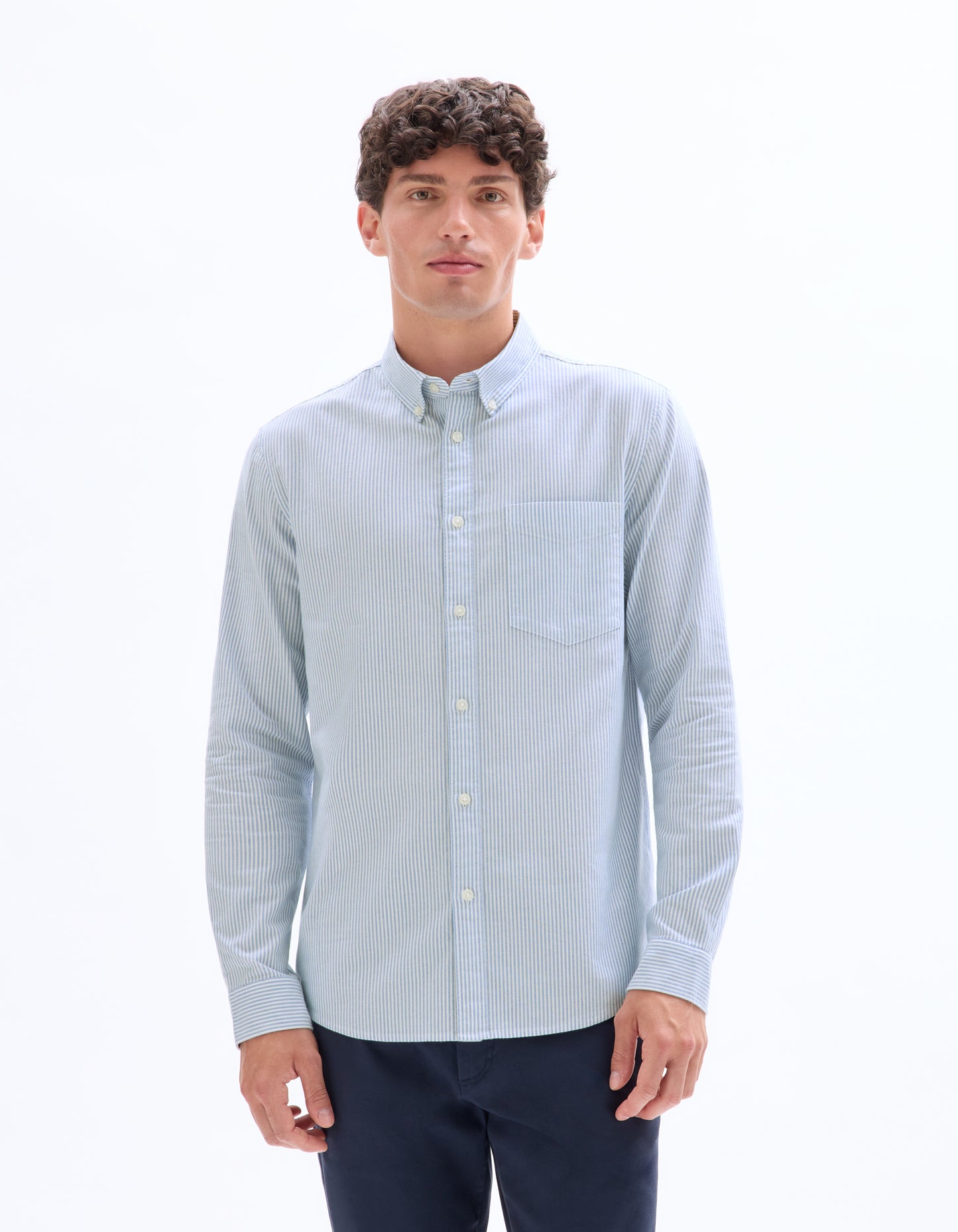 Celio* Striped Regular Fit Blue Cotton Men Shirt