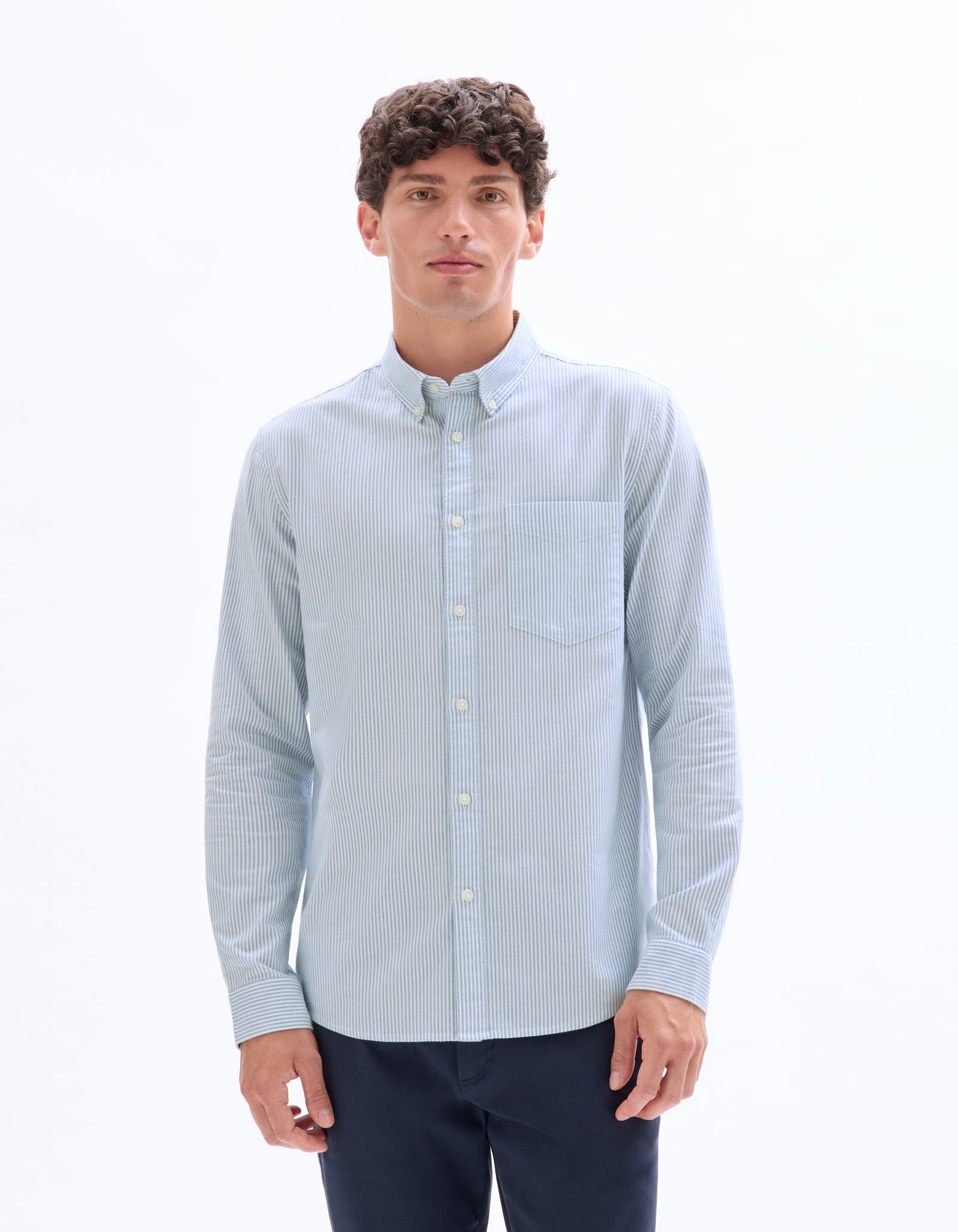 Celio* Striped Regular Fit Blue Cotton Men Shirt
