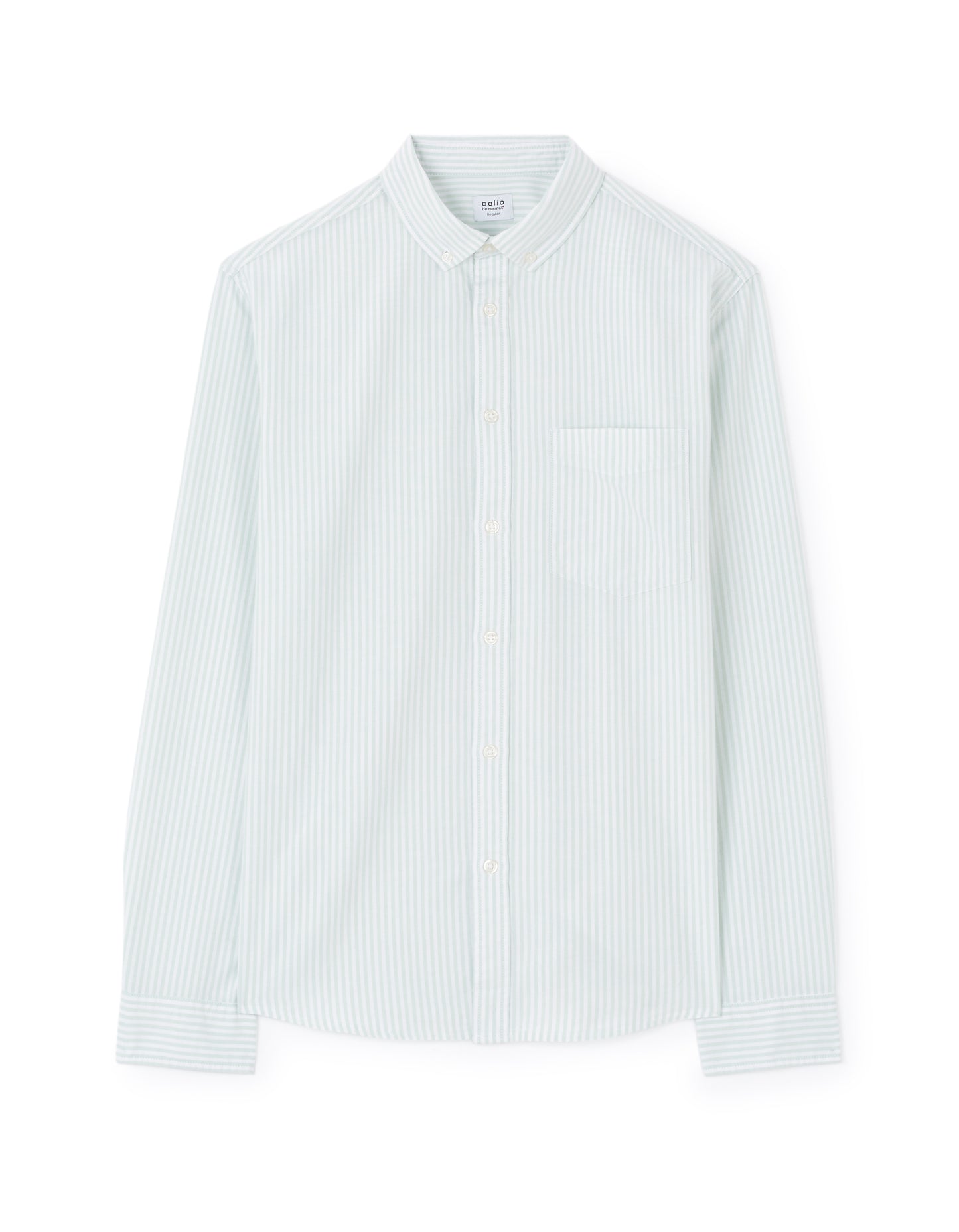 Celio* Regular Fit Striped Cotton Men Green Shirt