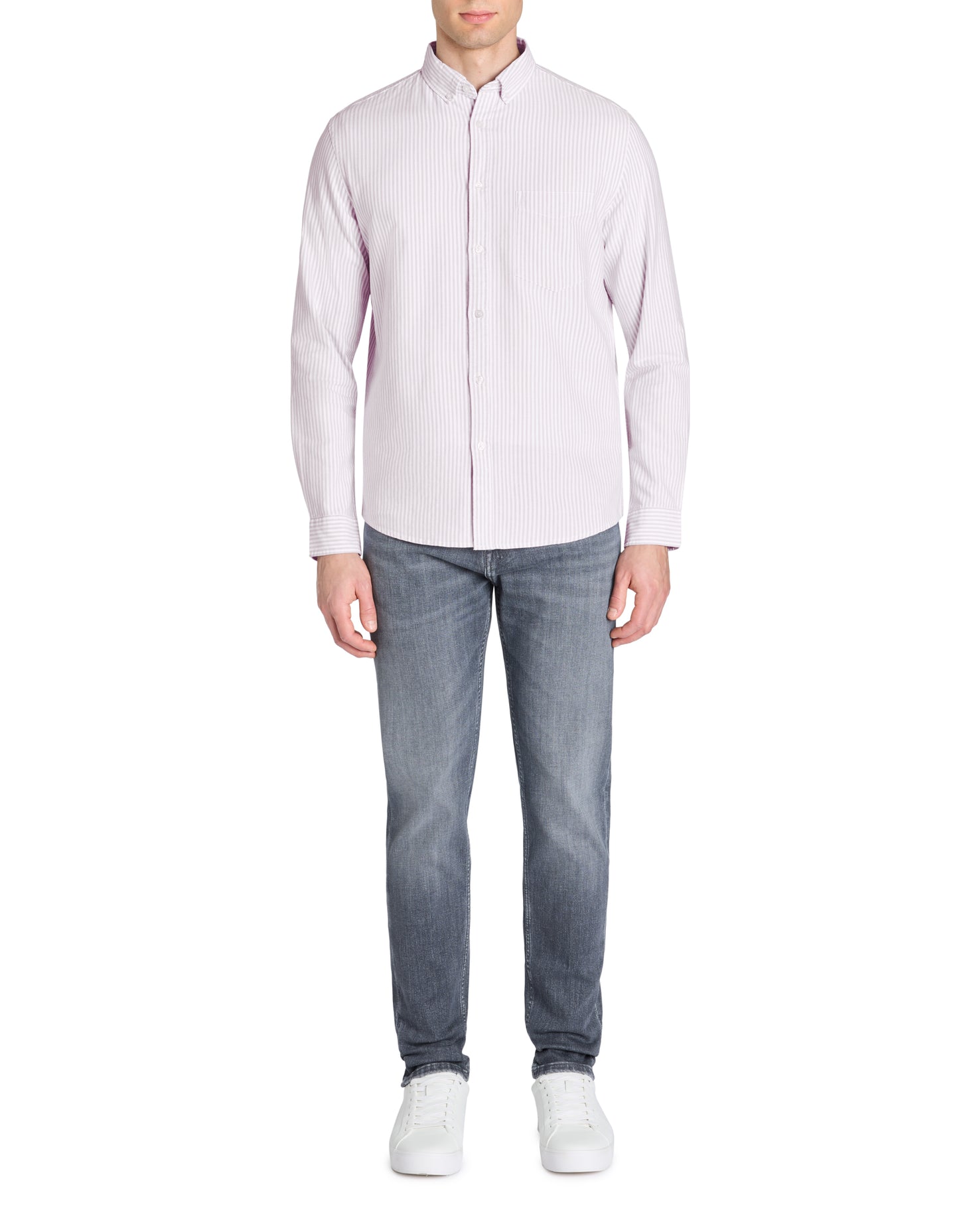 Celio* Striped Regular Fit Cotton Purple Shirt