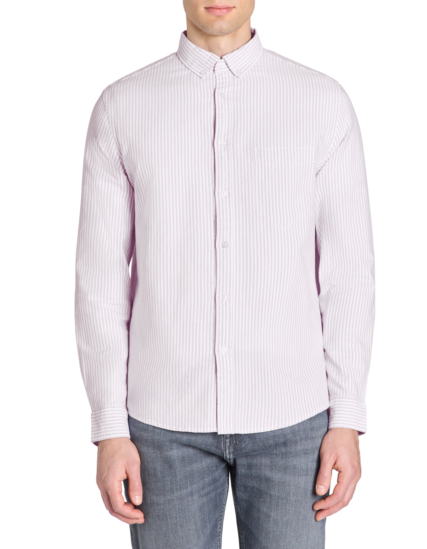 Celio* Striped Regular Fit Cotton Purple Shirt
