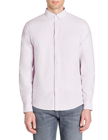 Celio* Striped Regular Fit Cotton Purple Shirt