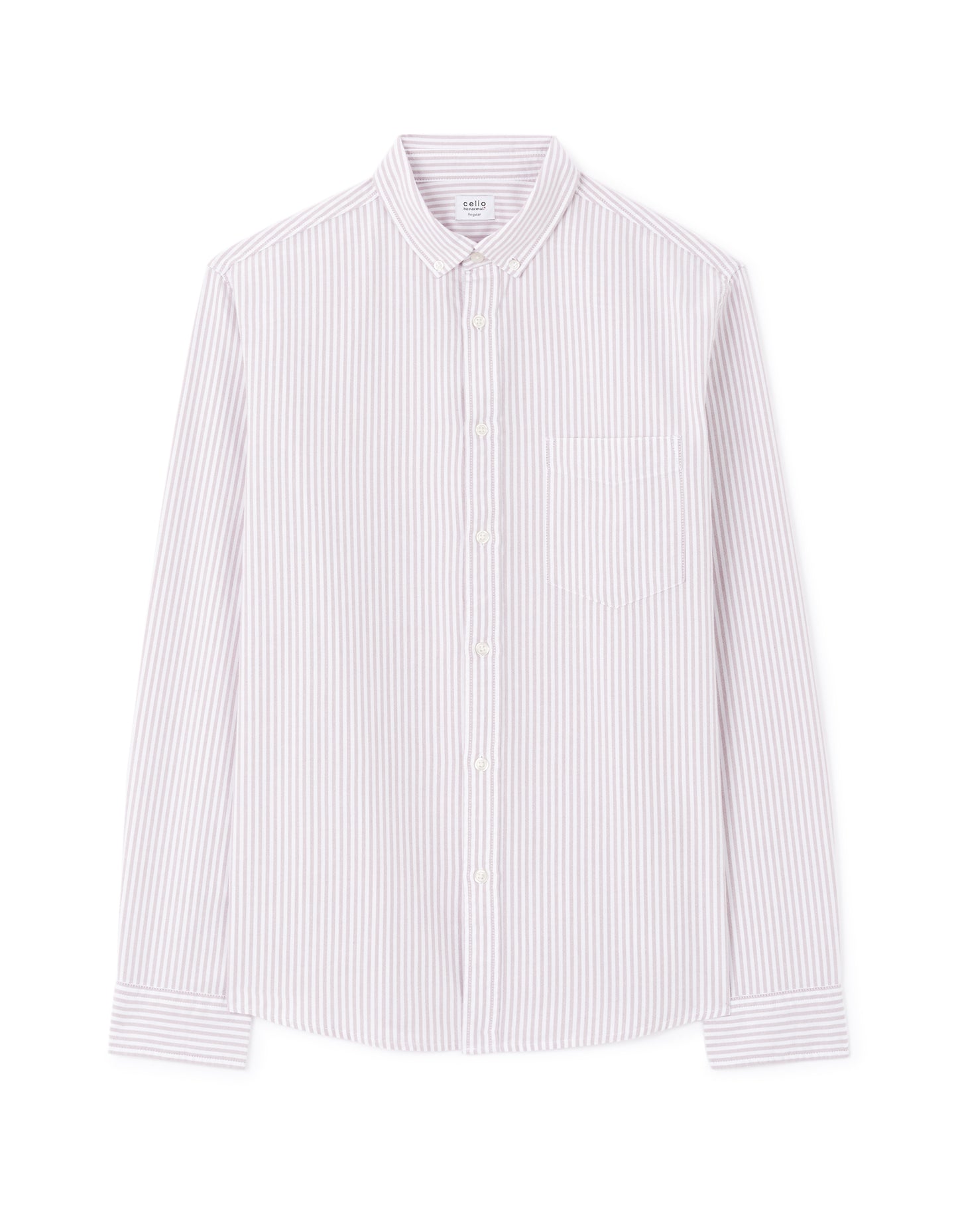 Celio* Striped Regular Fit Cotton Purple Shirt