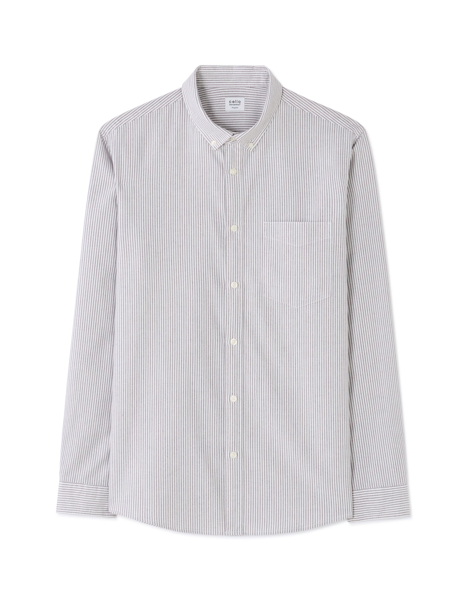 Celio* Purple Cotton Regular Fit Men Striped Shirts