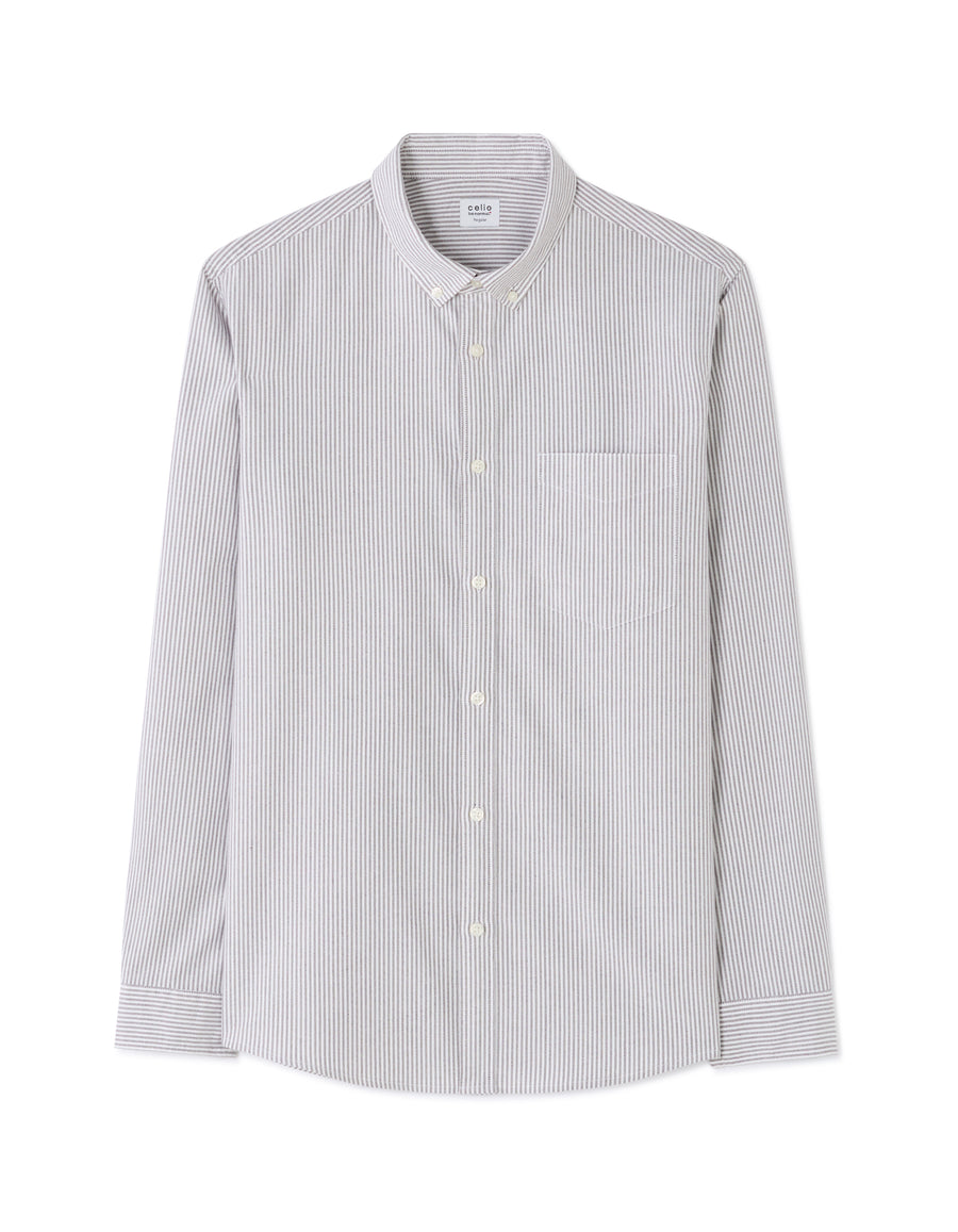 Celio* Purple Cotton Regular Fit Men Striped Shirts