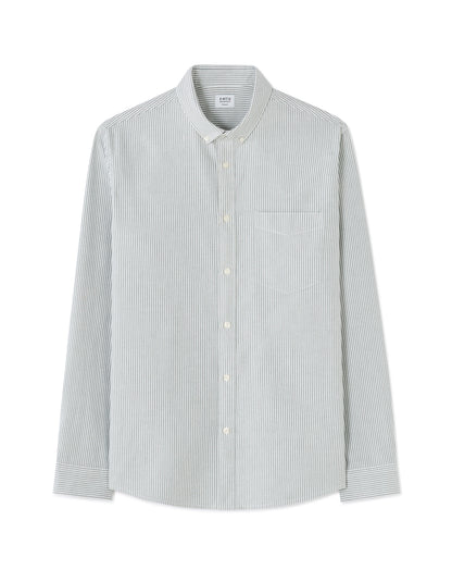 Celio* Men Green Striped Regular Fit Cotton Shirts