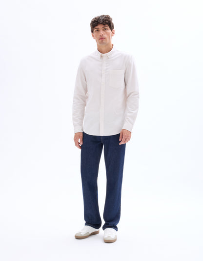 Celio* Men Regular Fit Beige Cotton Striped Shirt