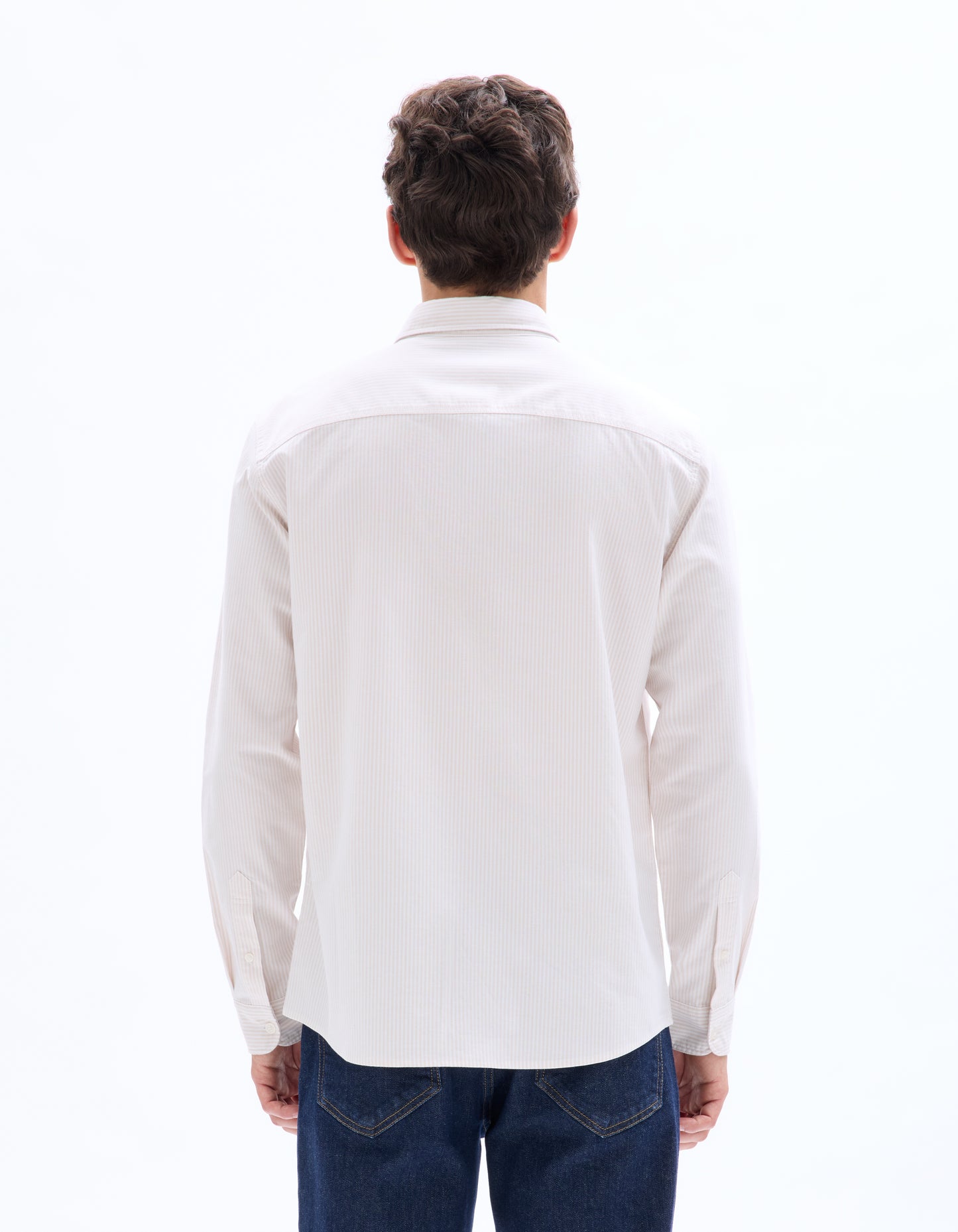 Celio* Men Regular Fit Beige Cotton Striped Shirt
