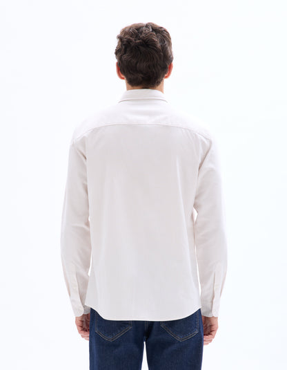 Celio* Men Regular Fit Beige Cotton Striped Shirt