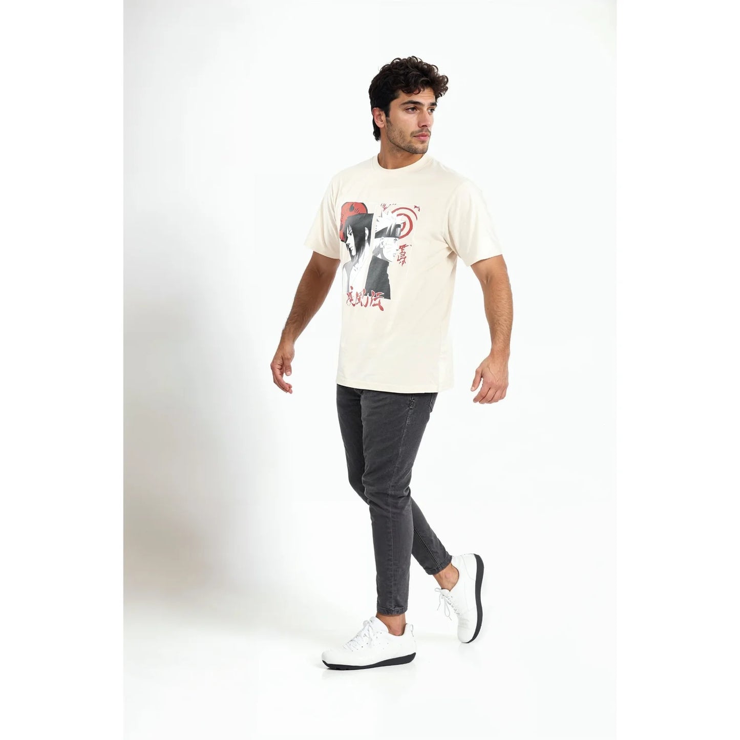 Naruto - Beige Printed Cotton T-shirt