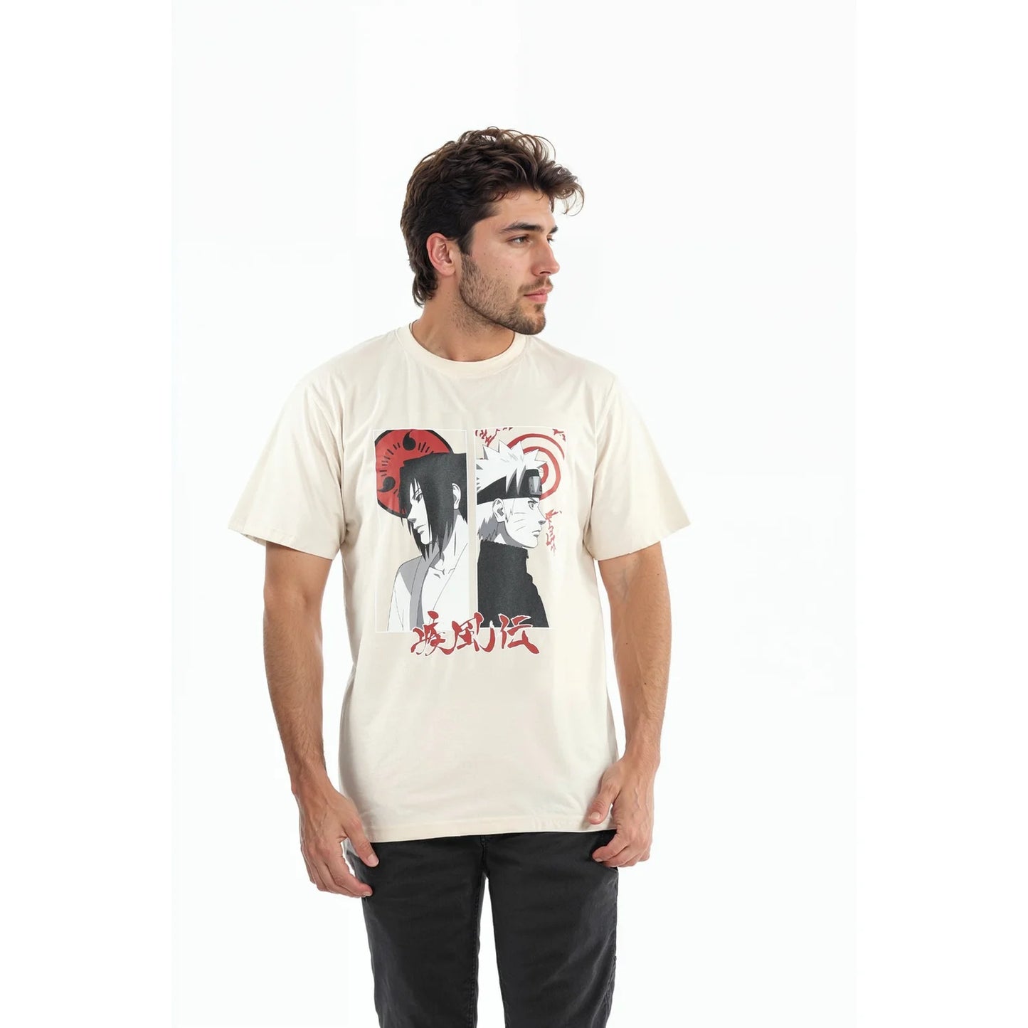 Naruto - Beige Printed Cotton T-shirt