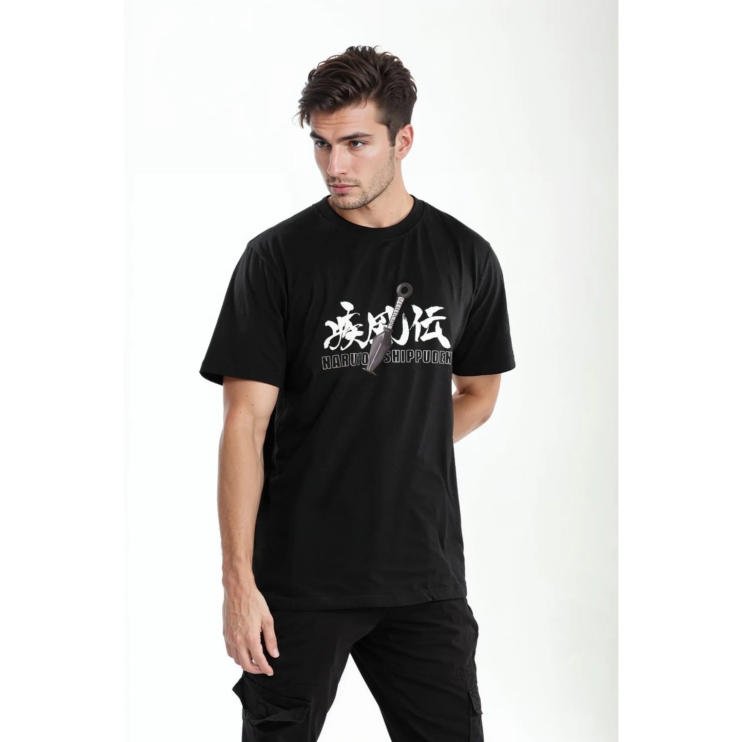 Naruto - Black Printed Cotton T-shirt