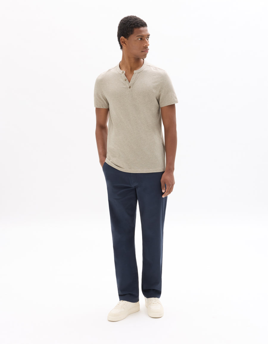 Straight Fit 100% Cotton Melange Crew Neck T-Shirts