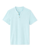 Straight Fit Cotton Blend Melange Crew Neck T Shirts - Blue